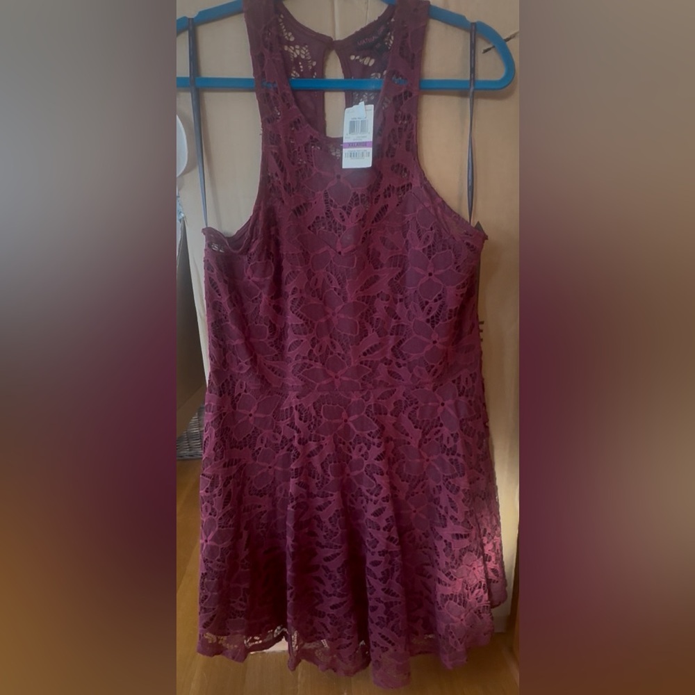 Material Girl Deep Red Lace Dress